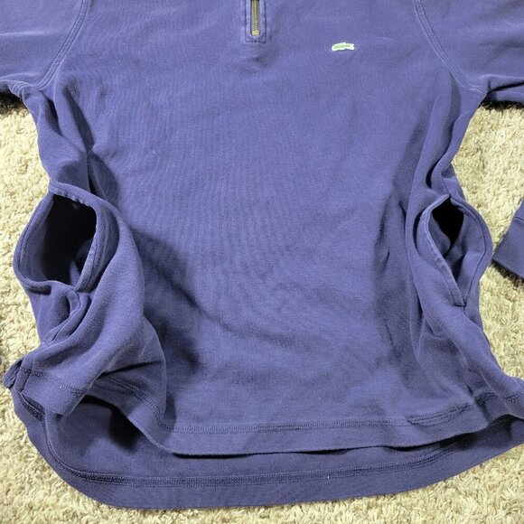 LACOSTE Sweater Mens 5 Blue 1/4 Zip Pullover  Long Sleeve Pockets Preppy Flaw* - Picture 5 of 9